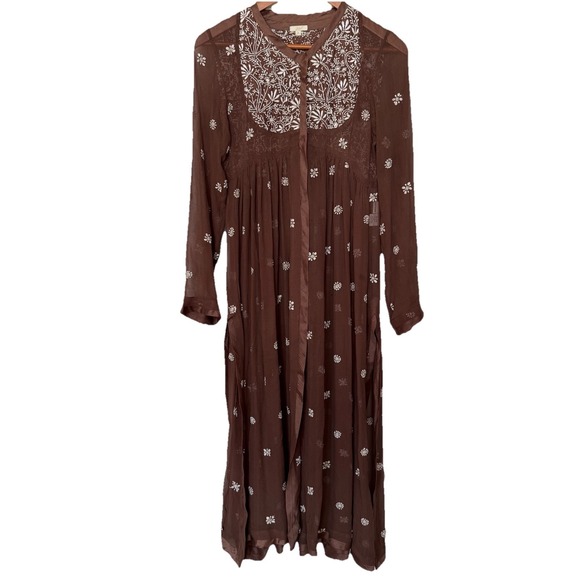 Joshi Other - Joshi Women's Cover Up Kimono 2 Silk Embroidered Sheer Boho Peasant Fairy Kaftan